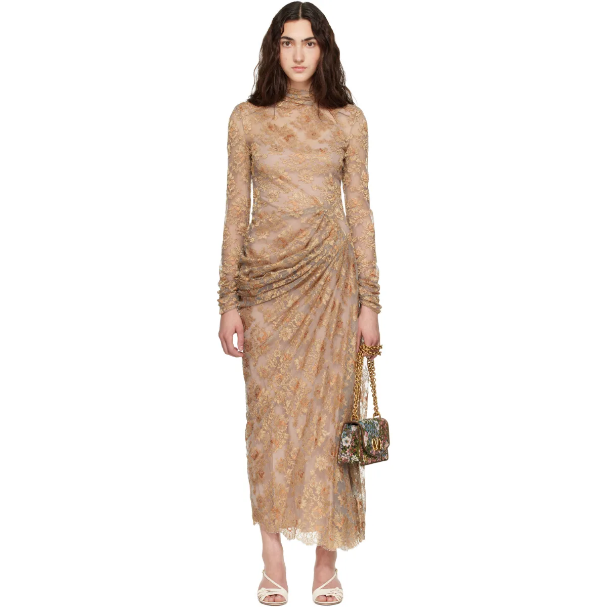 Feather Lace Maxi Dress by Valentino