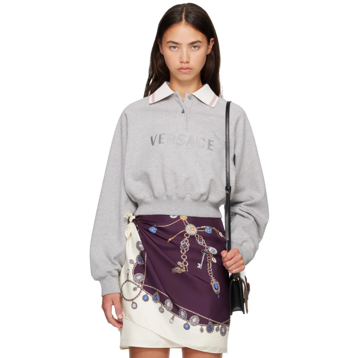 Heavy Soft Fleece Greca Details & Logo Sweatshirt by Versace