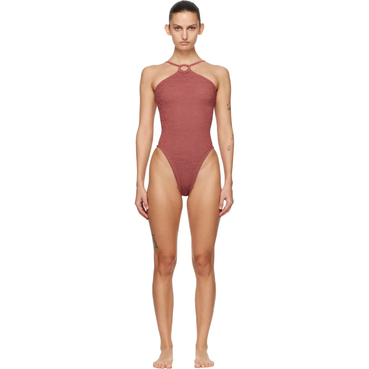 Jasmine Tonal Hoop Swimsuit by Hunza G