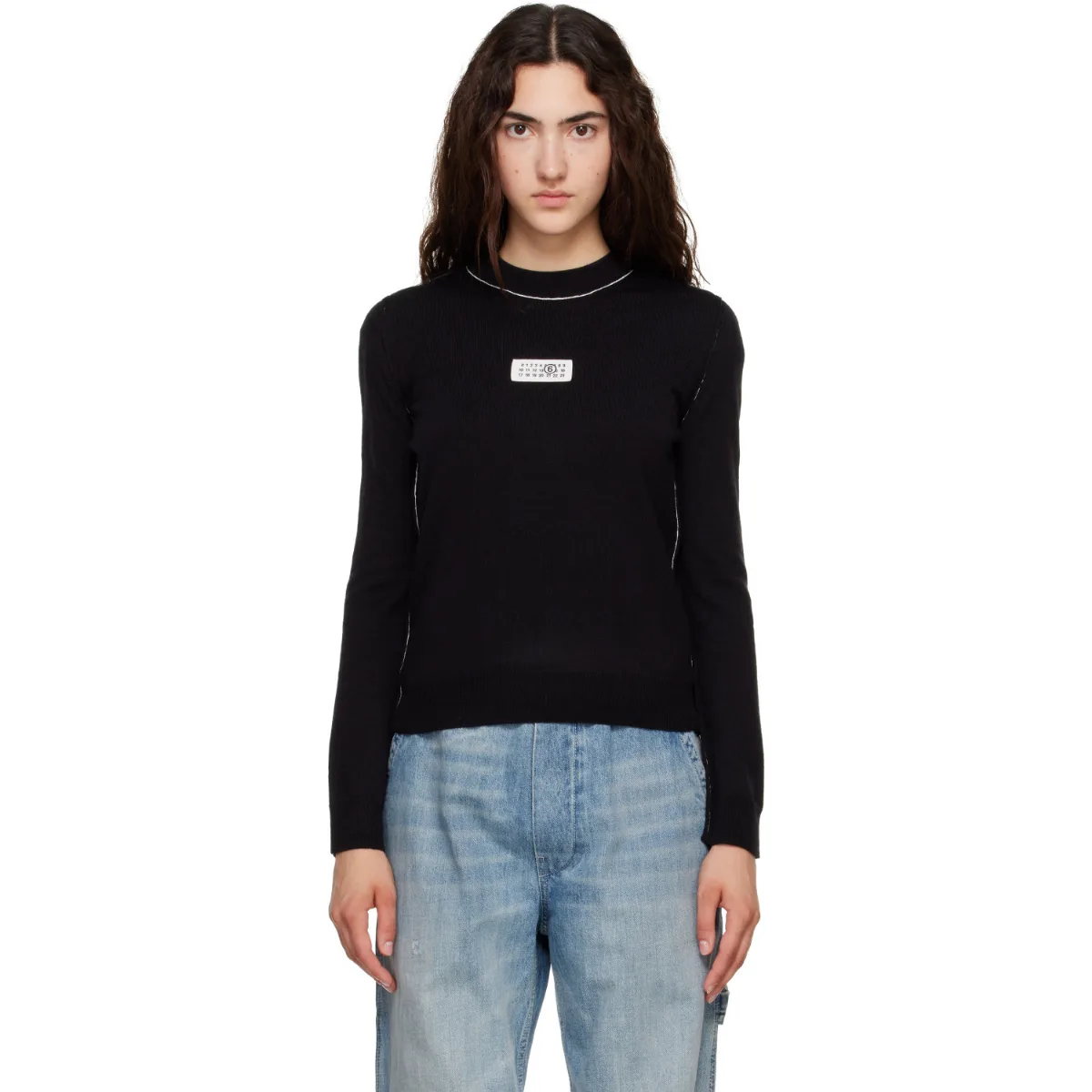 Contrast-Trimmed Wool Blend Knit Sweater by MM6 Maison Margiela