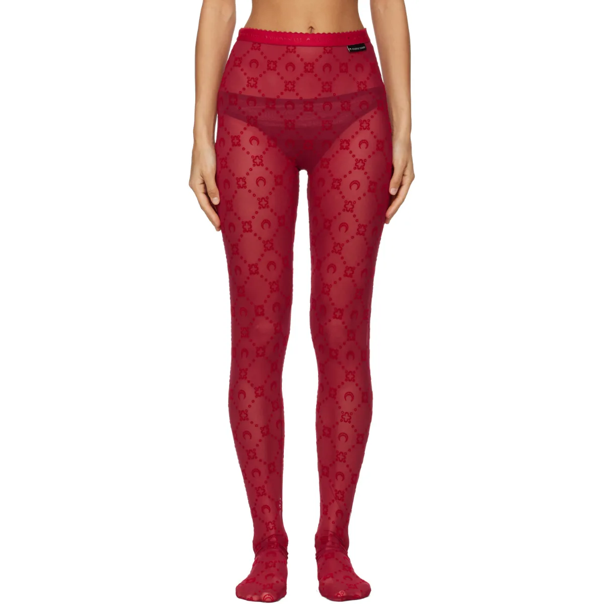 Moonogram Mesh Flock Tights by Marine Serre