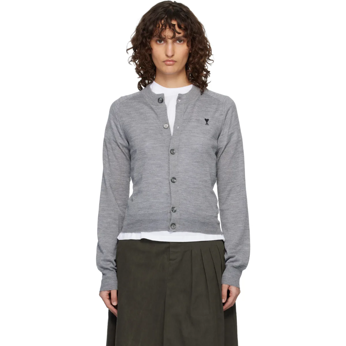 Wool Crewneck Ami De Coeur Cardigan by AMI Paris
