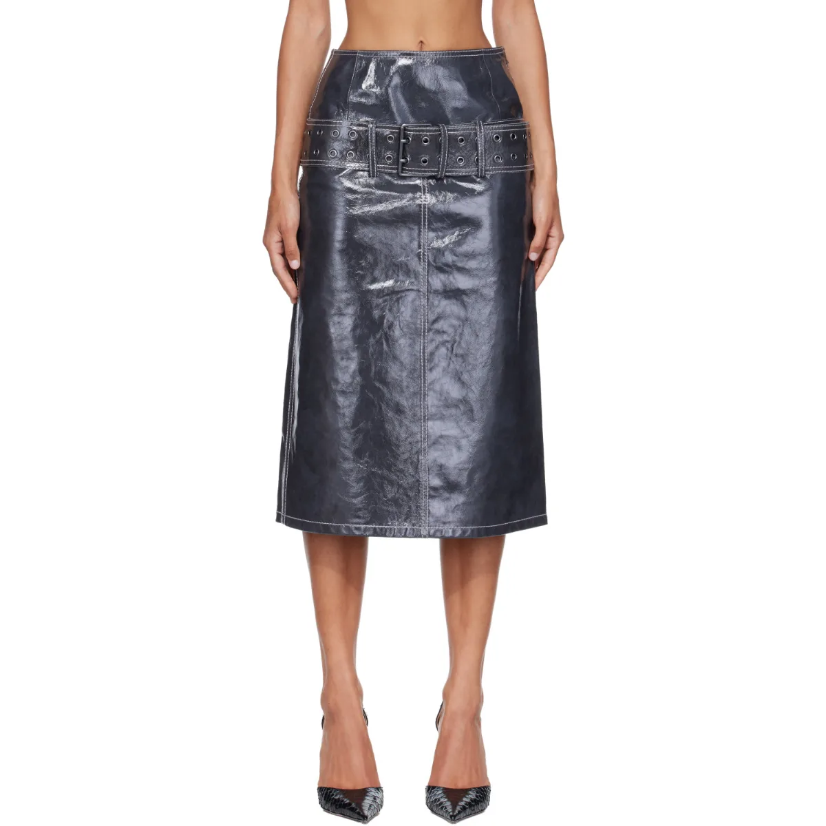 Patent Leather Midi Skirt by Diesel