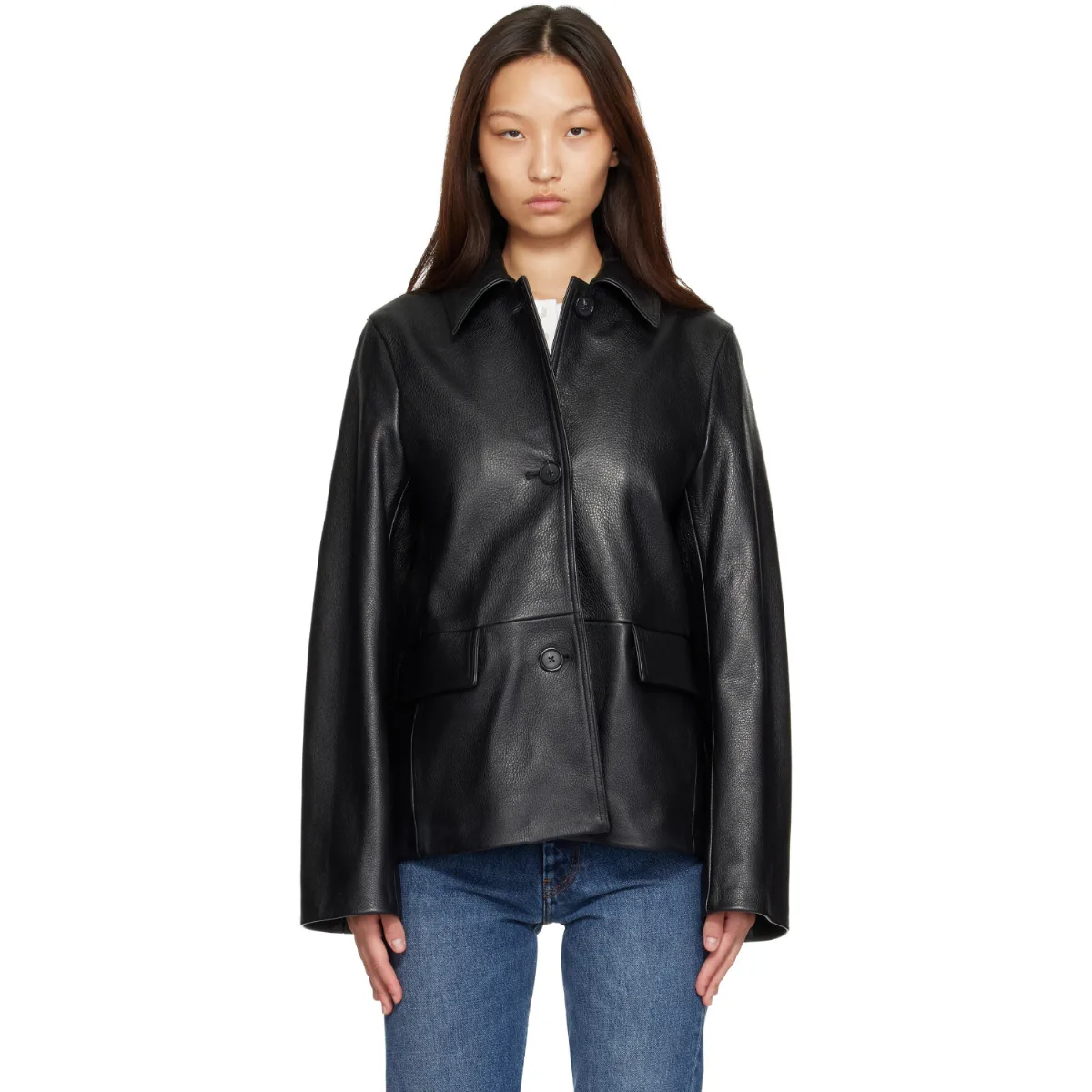 Grained Leather Jacket by TOTEME