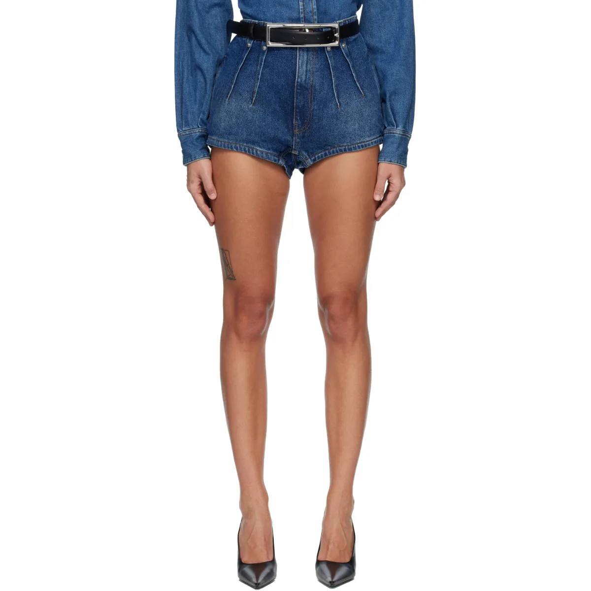 Denim Tailored Shorts by Mugler