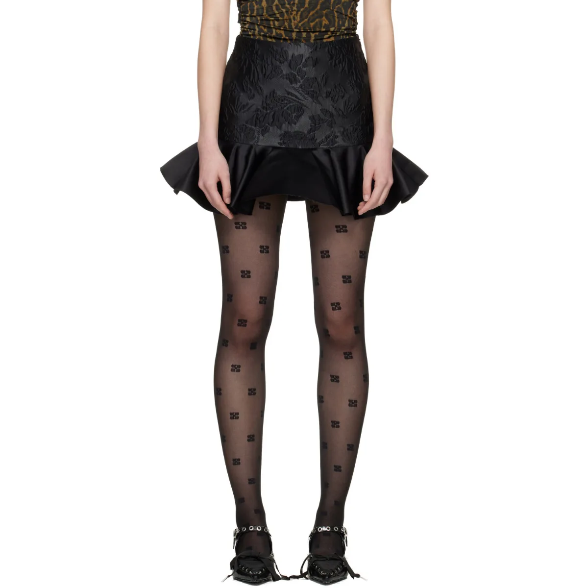 Satin Cloque Miniskirt by GANNI