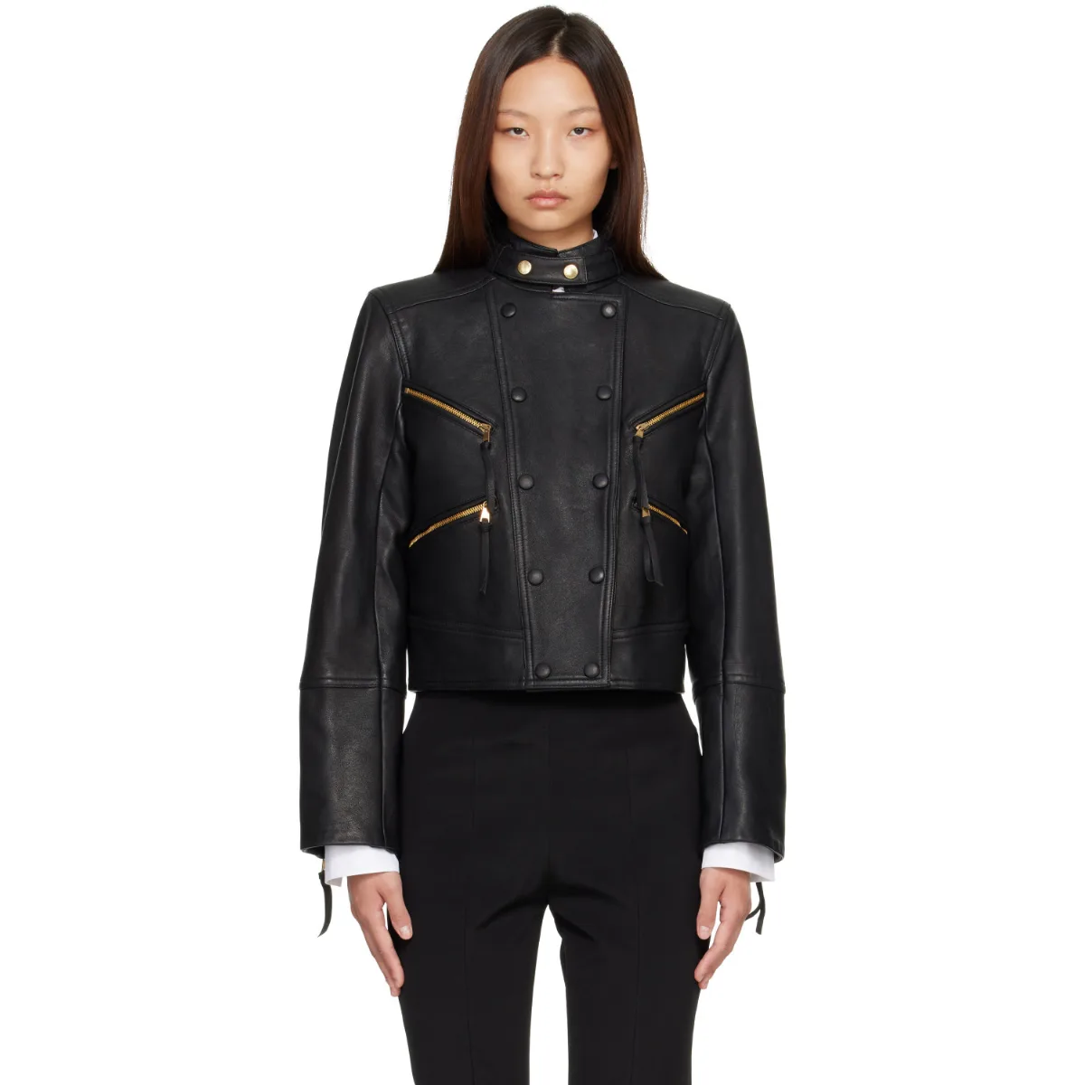 Buttoned Lambskin Biker Jacket by BALMAIN