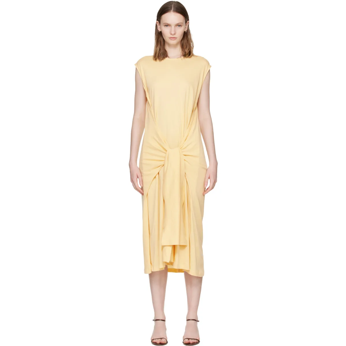 Tie-Waist Jersey Midi Dress