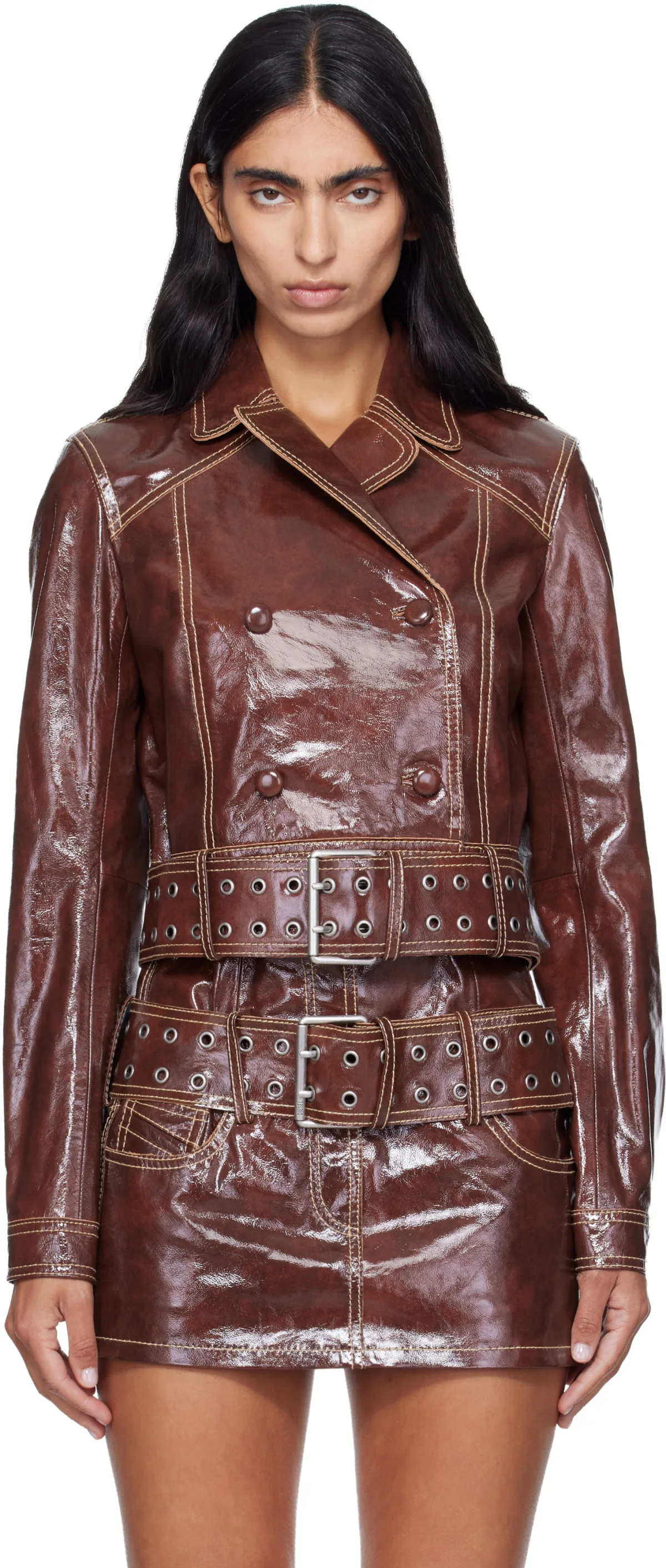 Large Belt Patent-Leather Jacket
