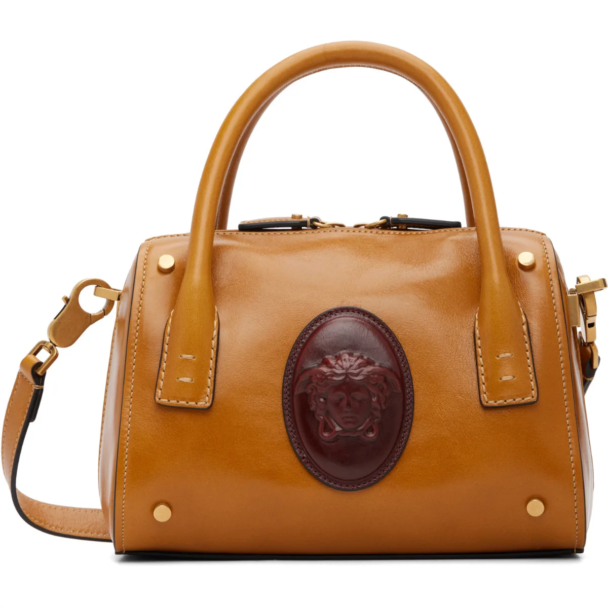 Roomy Small Leather Boston Bag by Versace