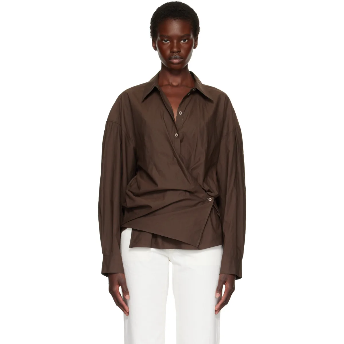 Straight Collar Twisted Shirt by LEMAIRE