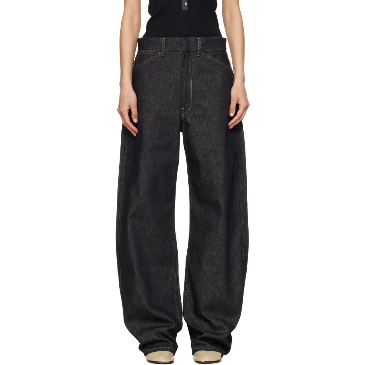 High Waisted Curved Jeans by LEMAIRE
