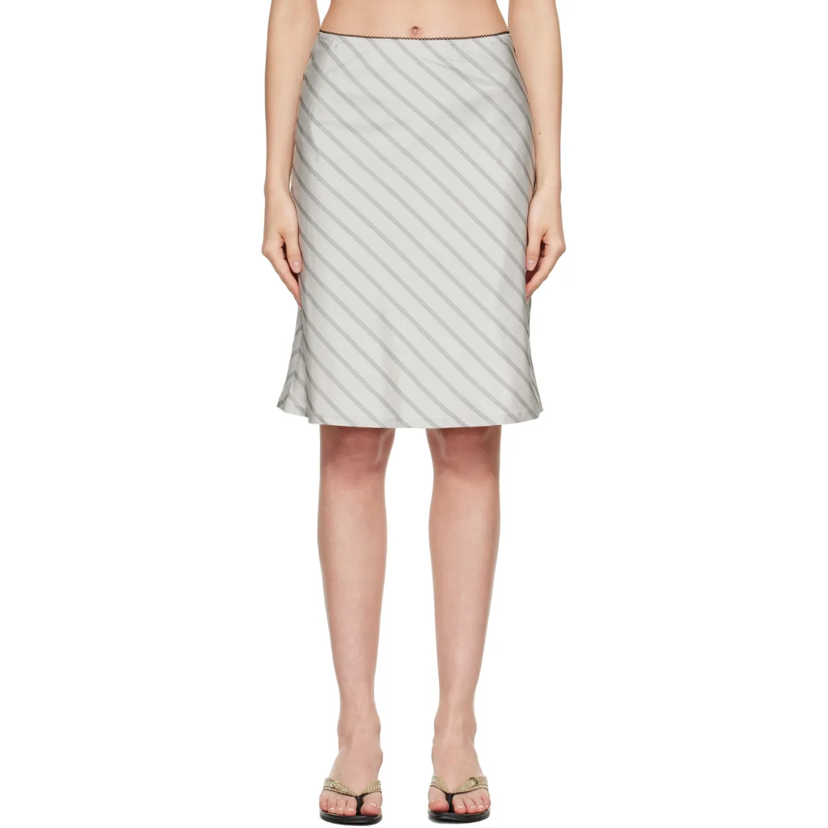 Silk Stripes Midi Skirt by TONYWACK