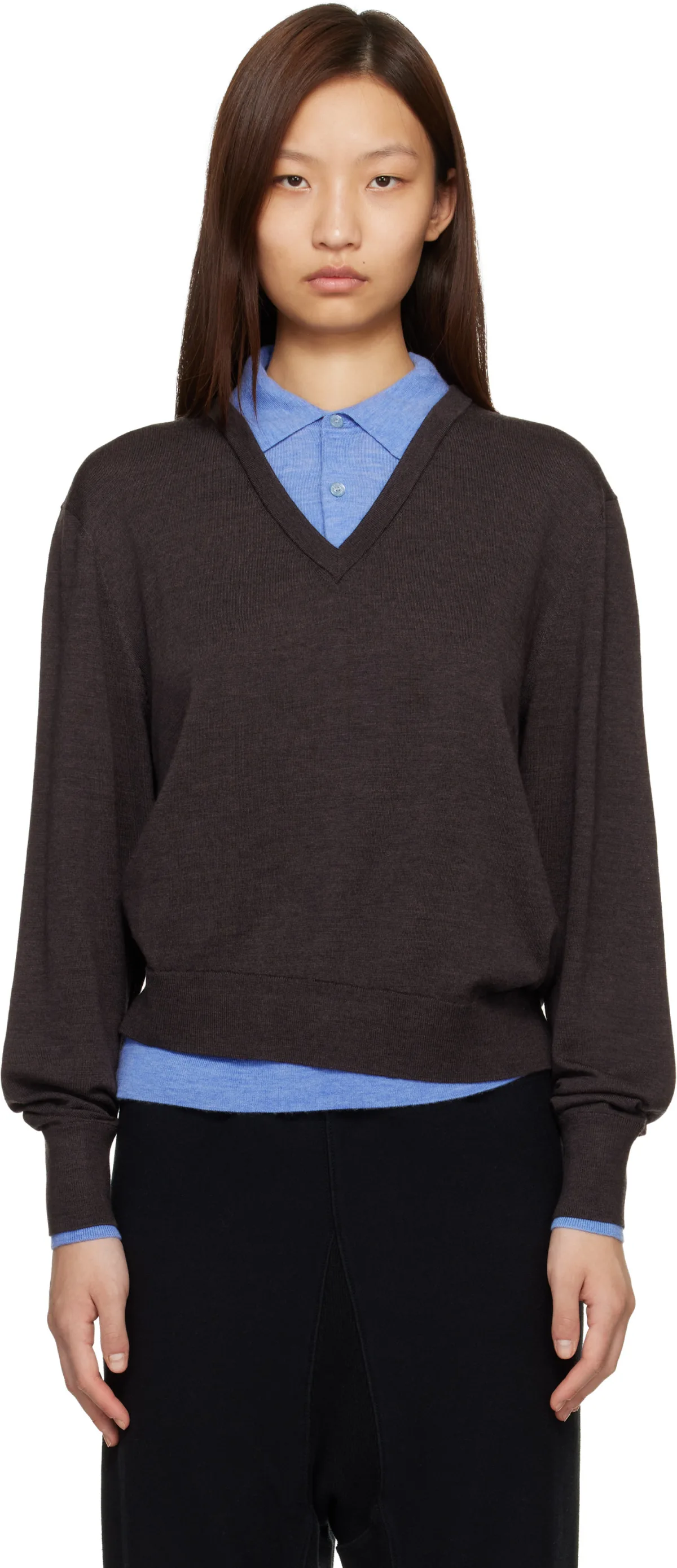 Layered Wool Knit Sweater