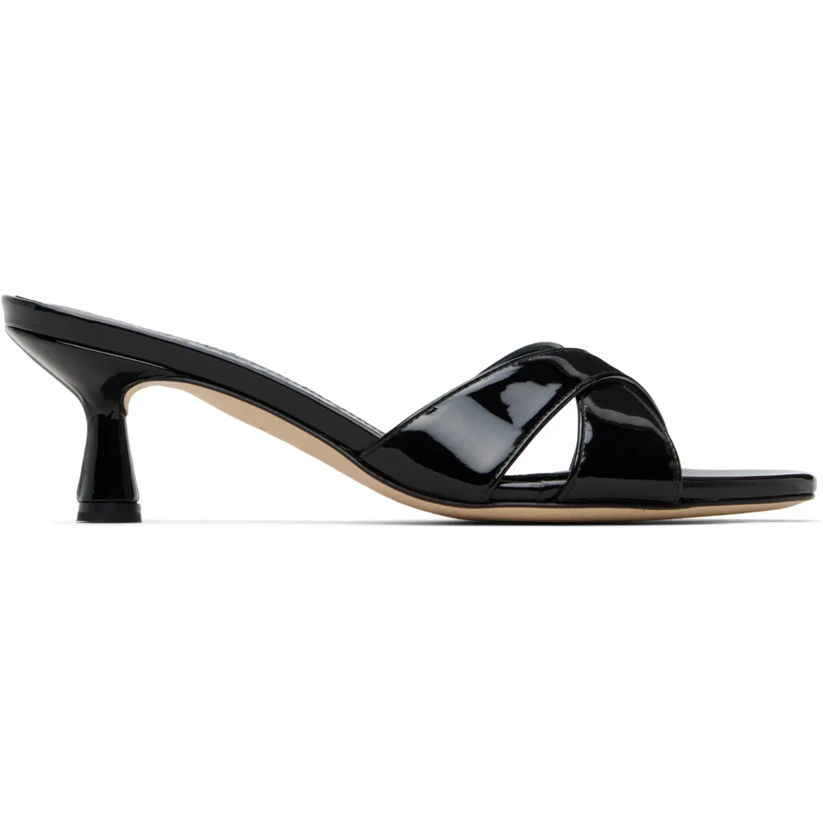 Vero Patent Leather Mule Heeled Sandals by Aeyde
