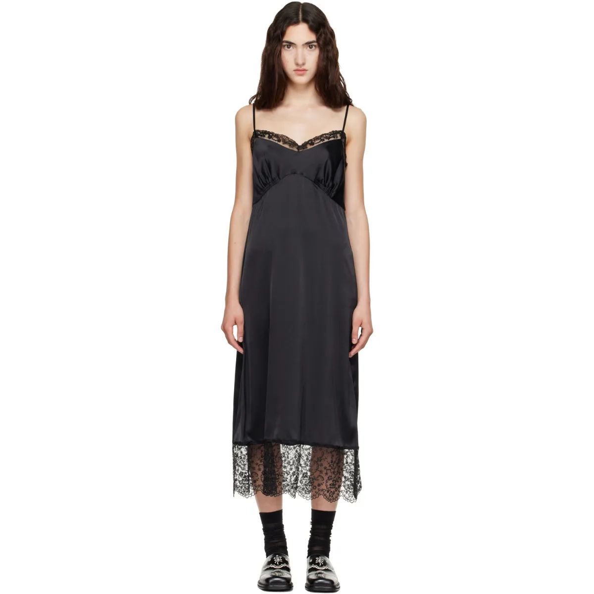 Lace Trim Slip Midi Dress