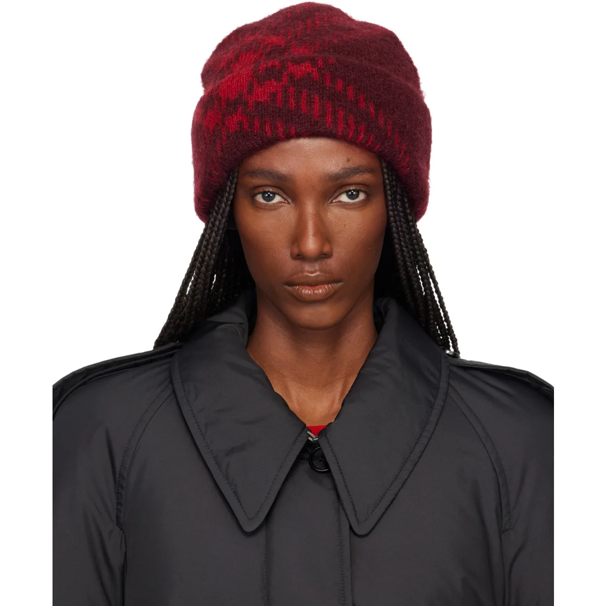 Check Mohair Wool-Blend Beanie