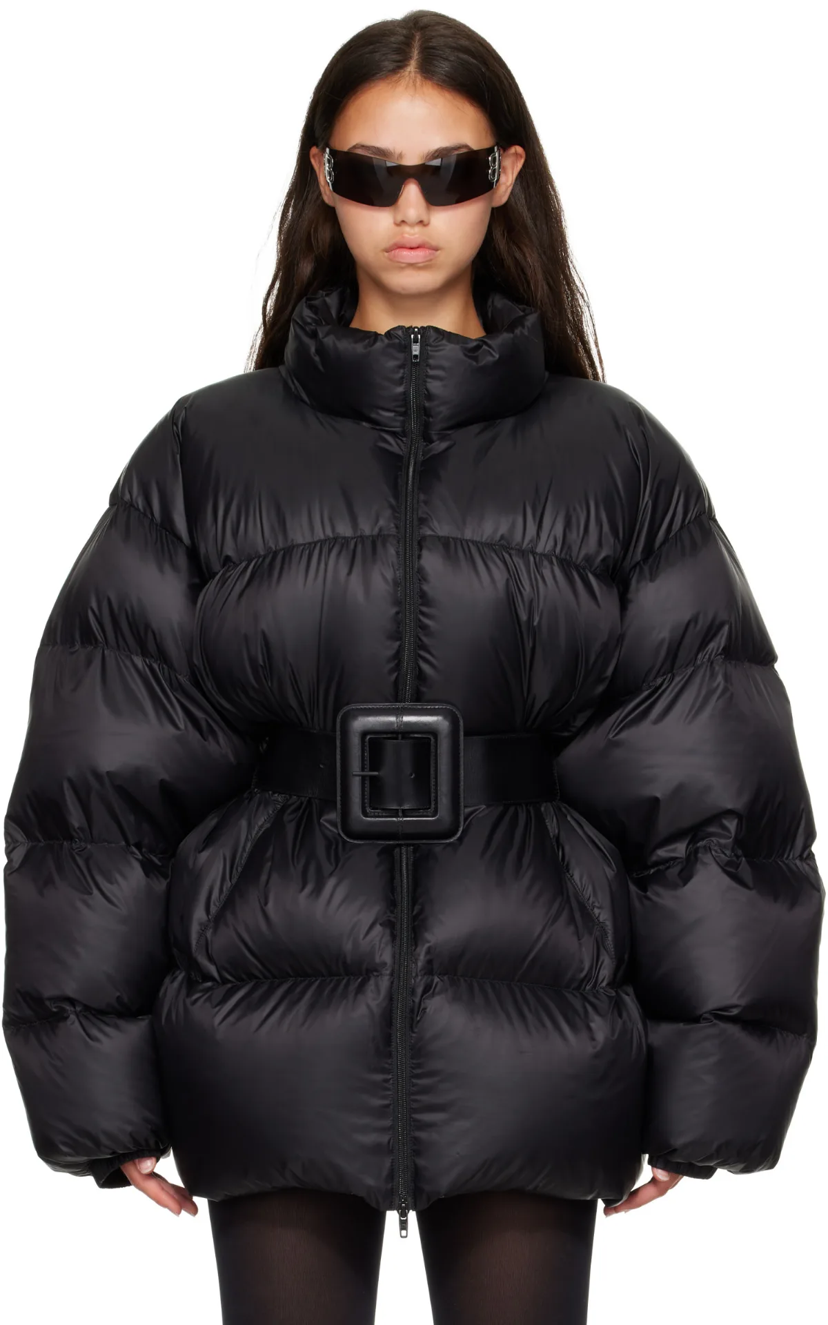 Belted Hourglass Short Puffer Down Jacket