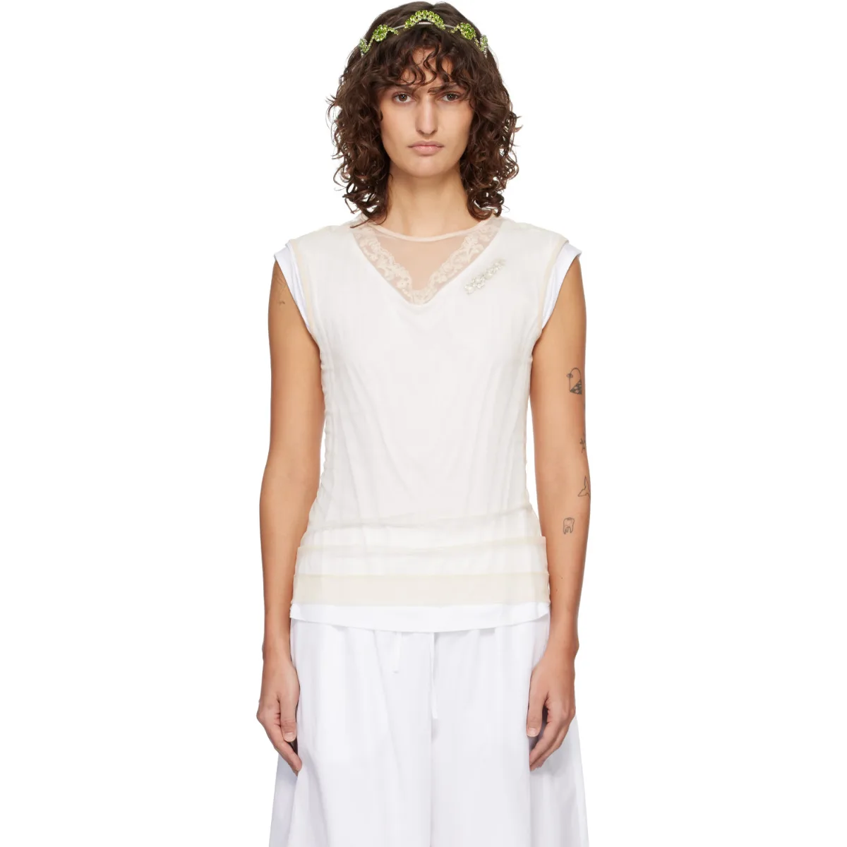Layered Liquid Lace Trim T-Shirt by Simone Rocha