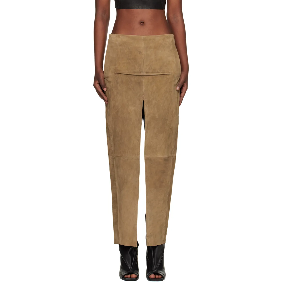 Temple Sliced Suede Midi Skirt by Rick Owens