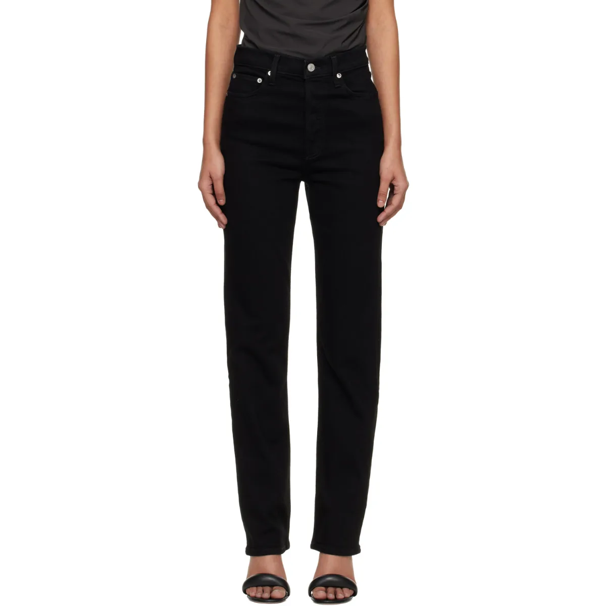 90's Pinch Waist High Rise Straight Long Jeans by AGOLDE