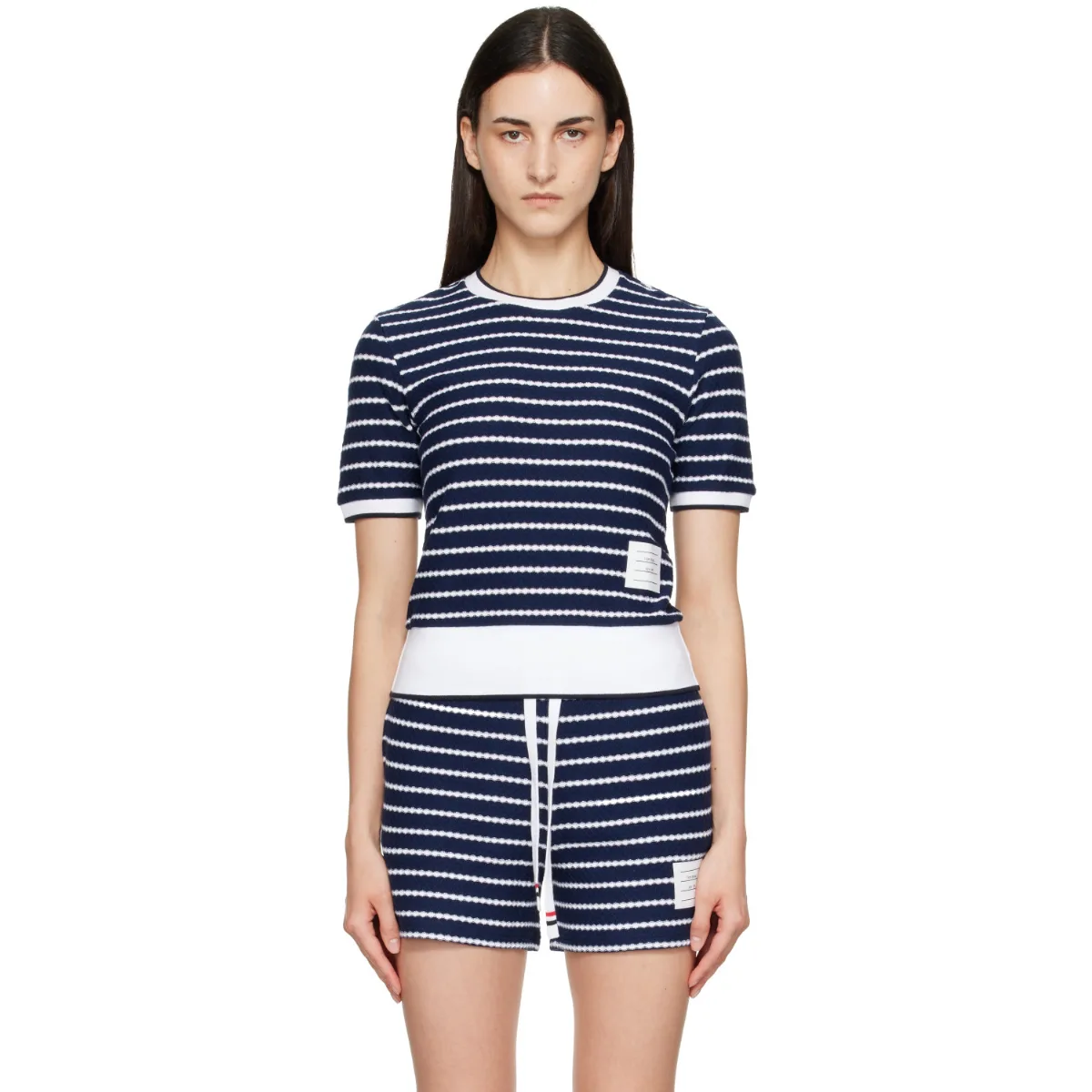 Striped Honeycomb Rib T-Shirt by Thom Browne