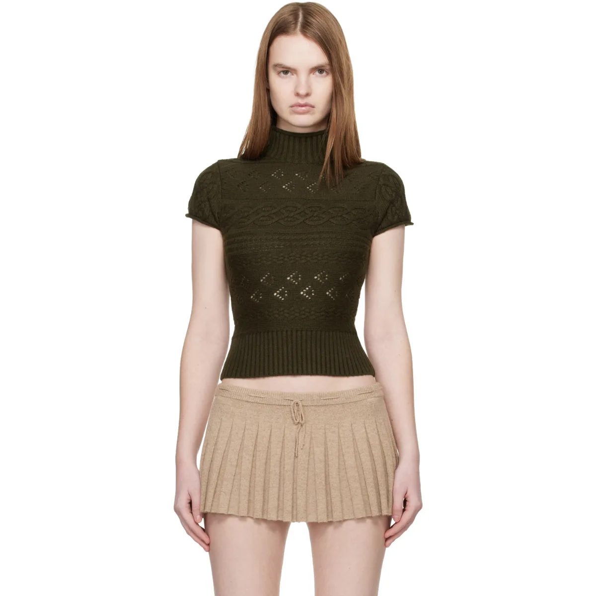 Vivienne Short Sleeve Cable Turtleneck by GUIZIO
