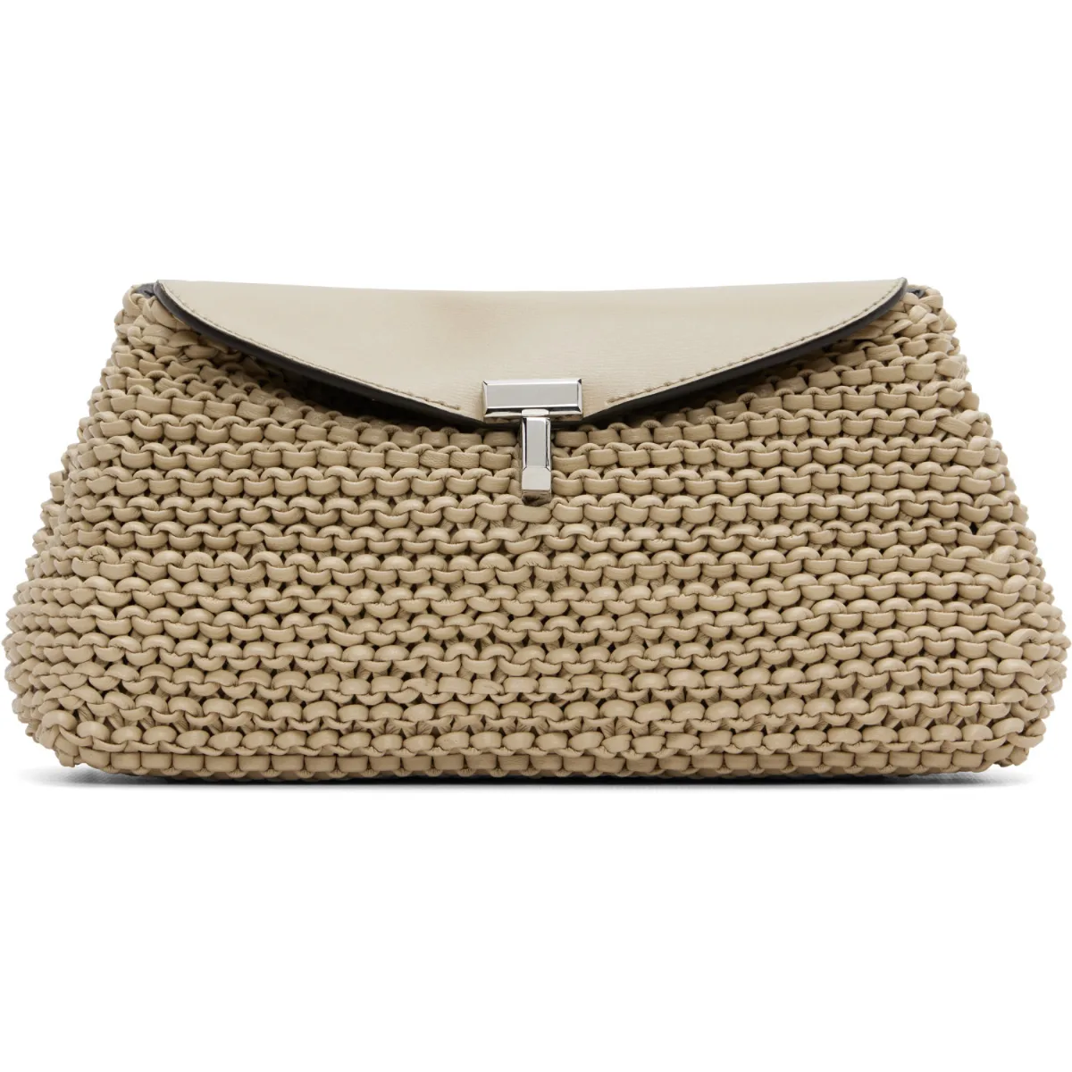 Mini T-Lock Woven-Leather Clutch by TOTEME
