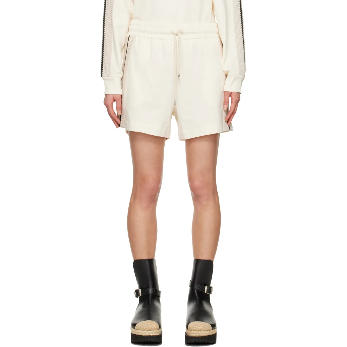 Striped Trim Shorts by Moncler