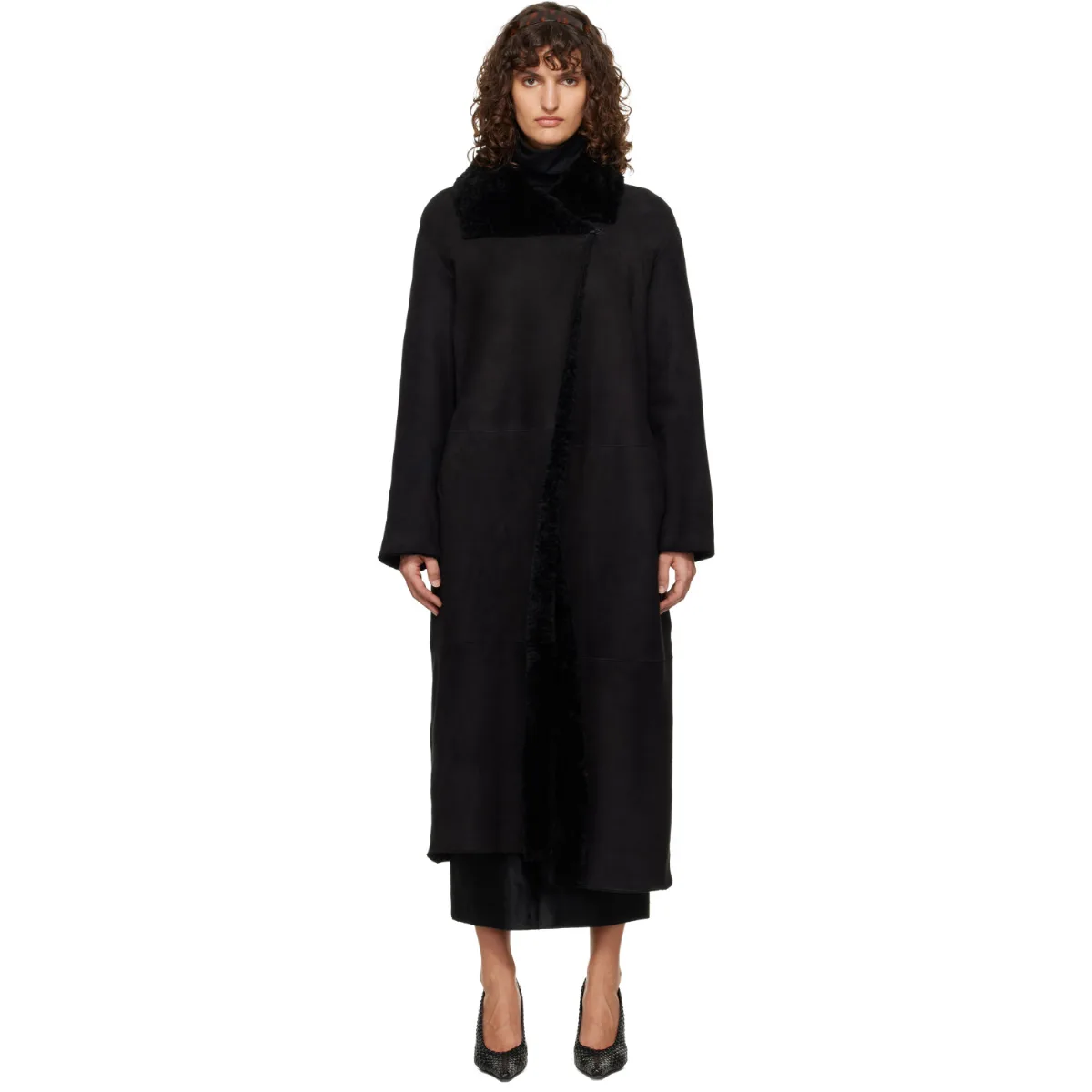 Draped Shearling Birthday Coat by Nour Hammour