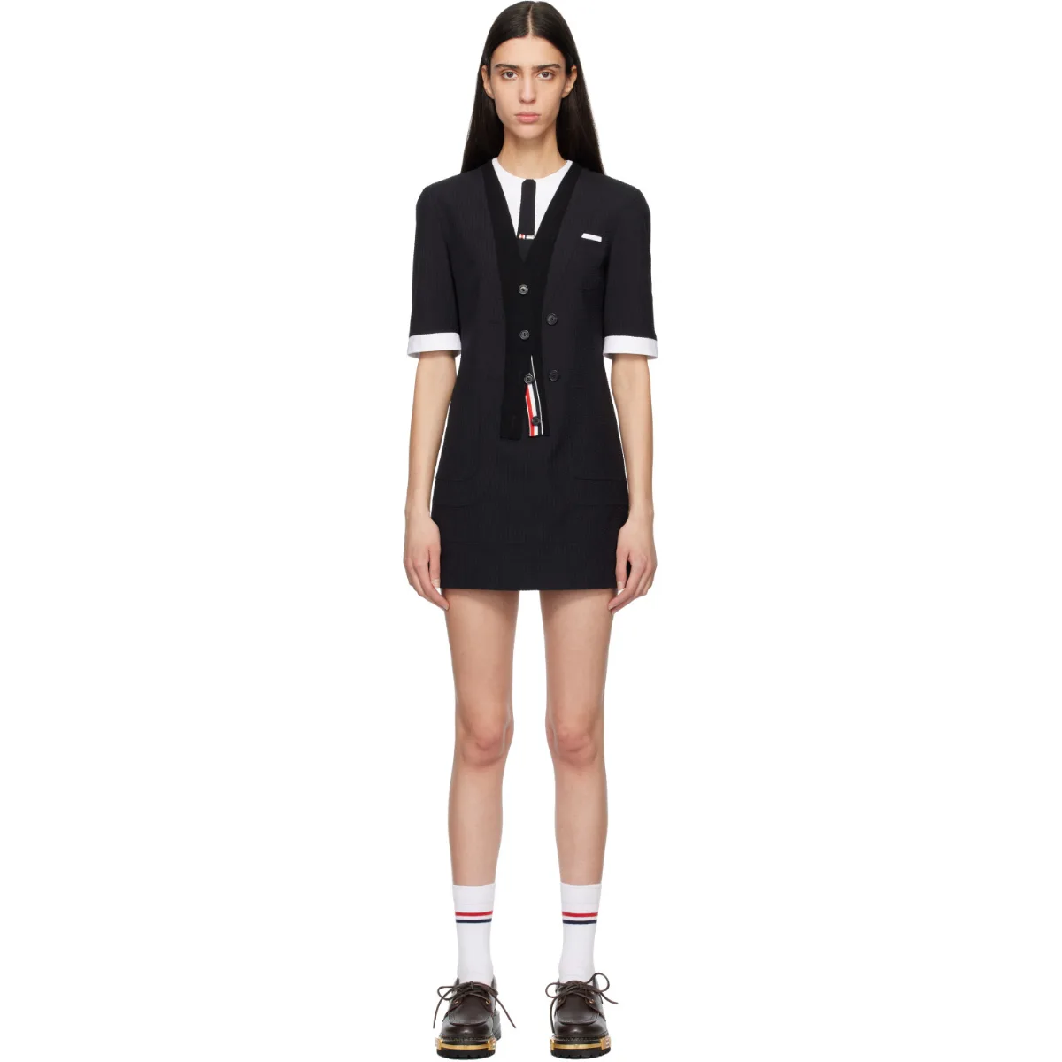 Trompe L'Oeil Patch Pocket Minidress by Thom Browne