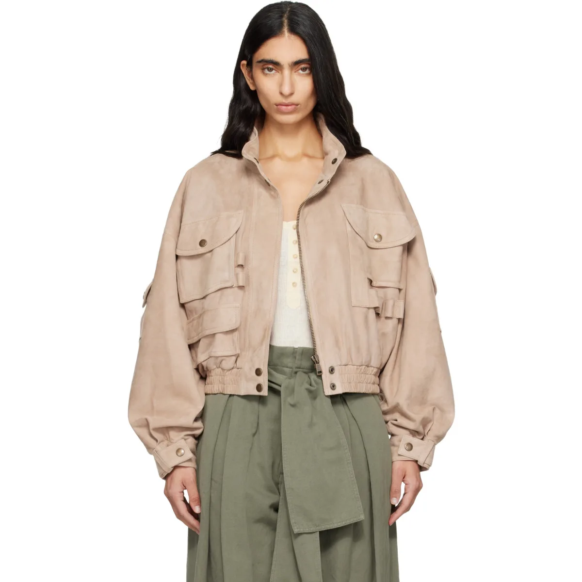 Suede Bomber Jacket by BALMAIN