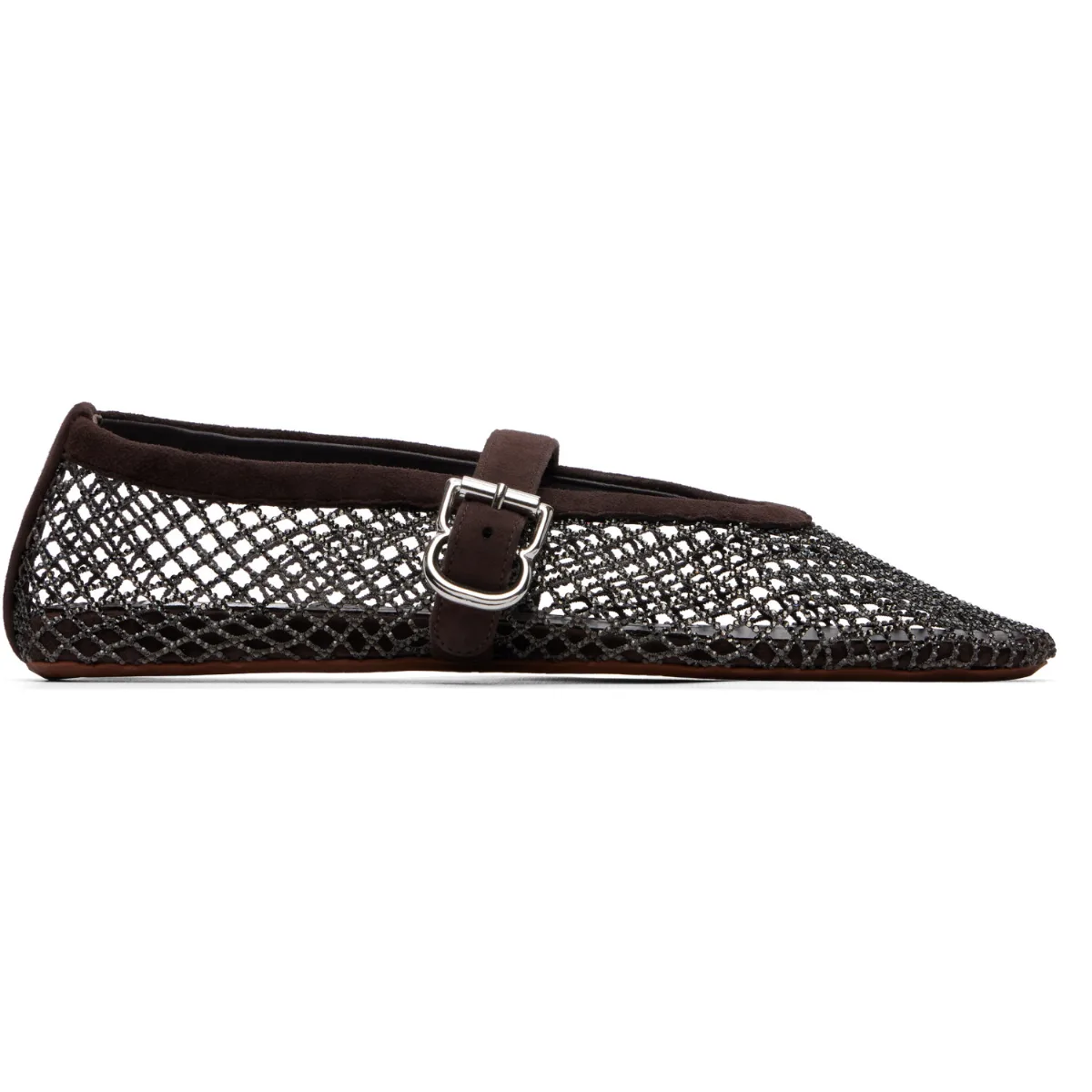 Strass Fishnet Ballerina Flats