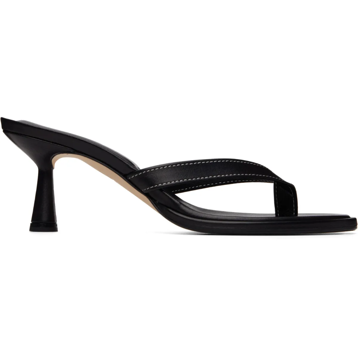 Daphne Leather Thong Heeled Sandals