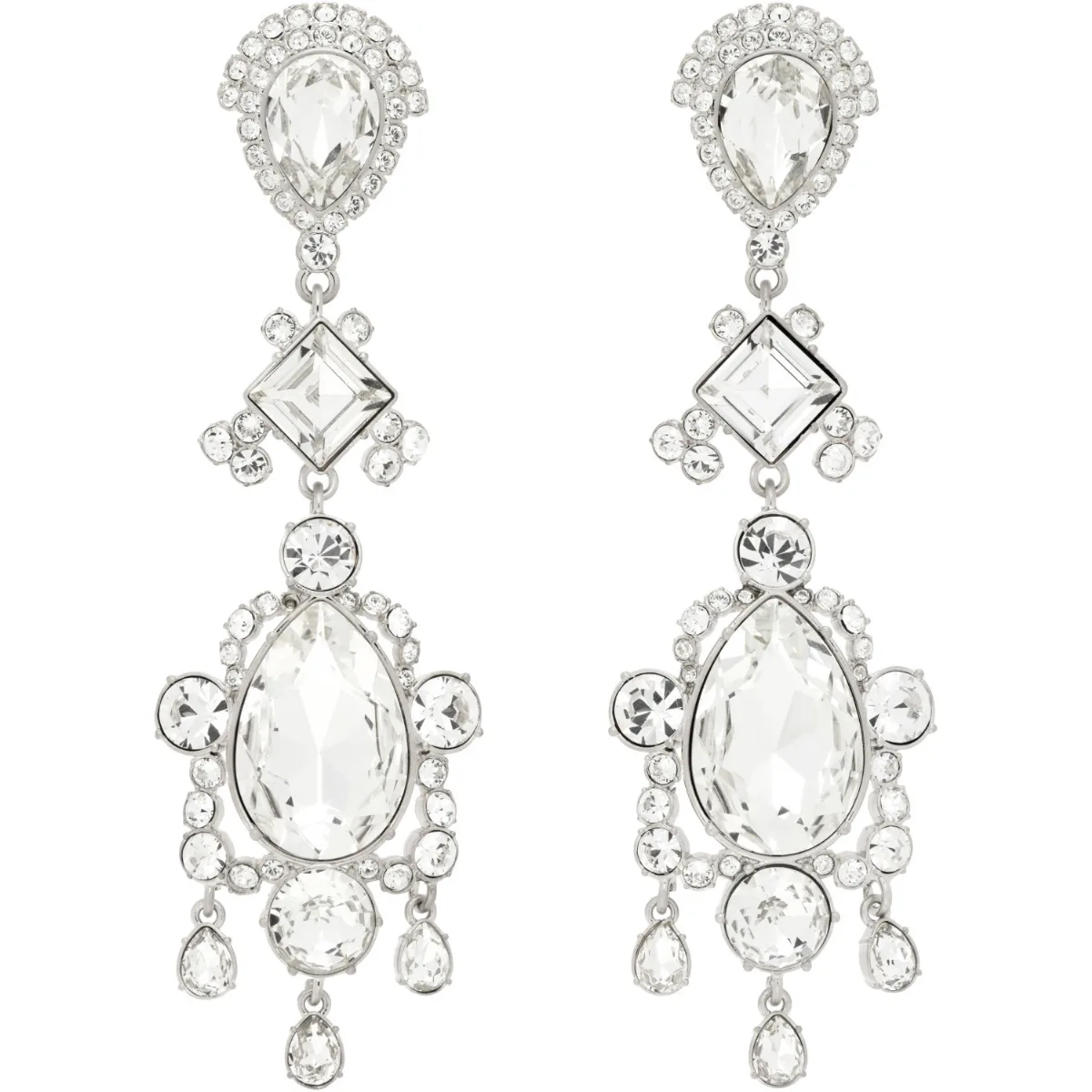 Brass & Crystal Pendant Earrings