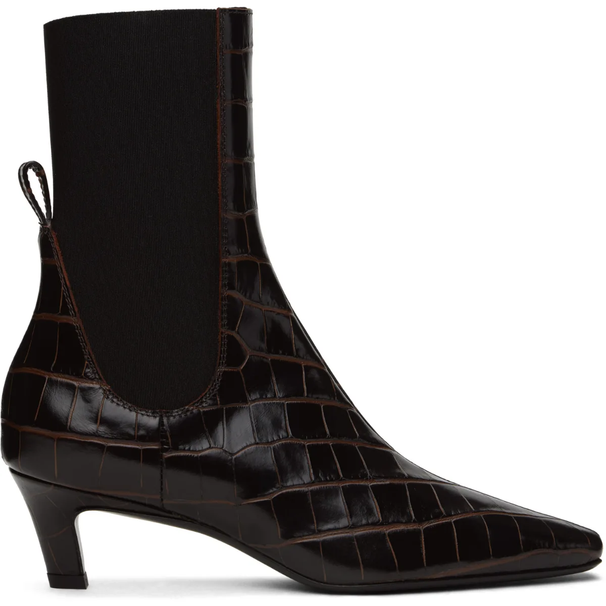 Croco-Embossed Mid-Heel Boots by TOTEME