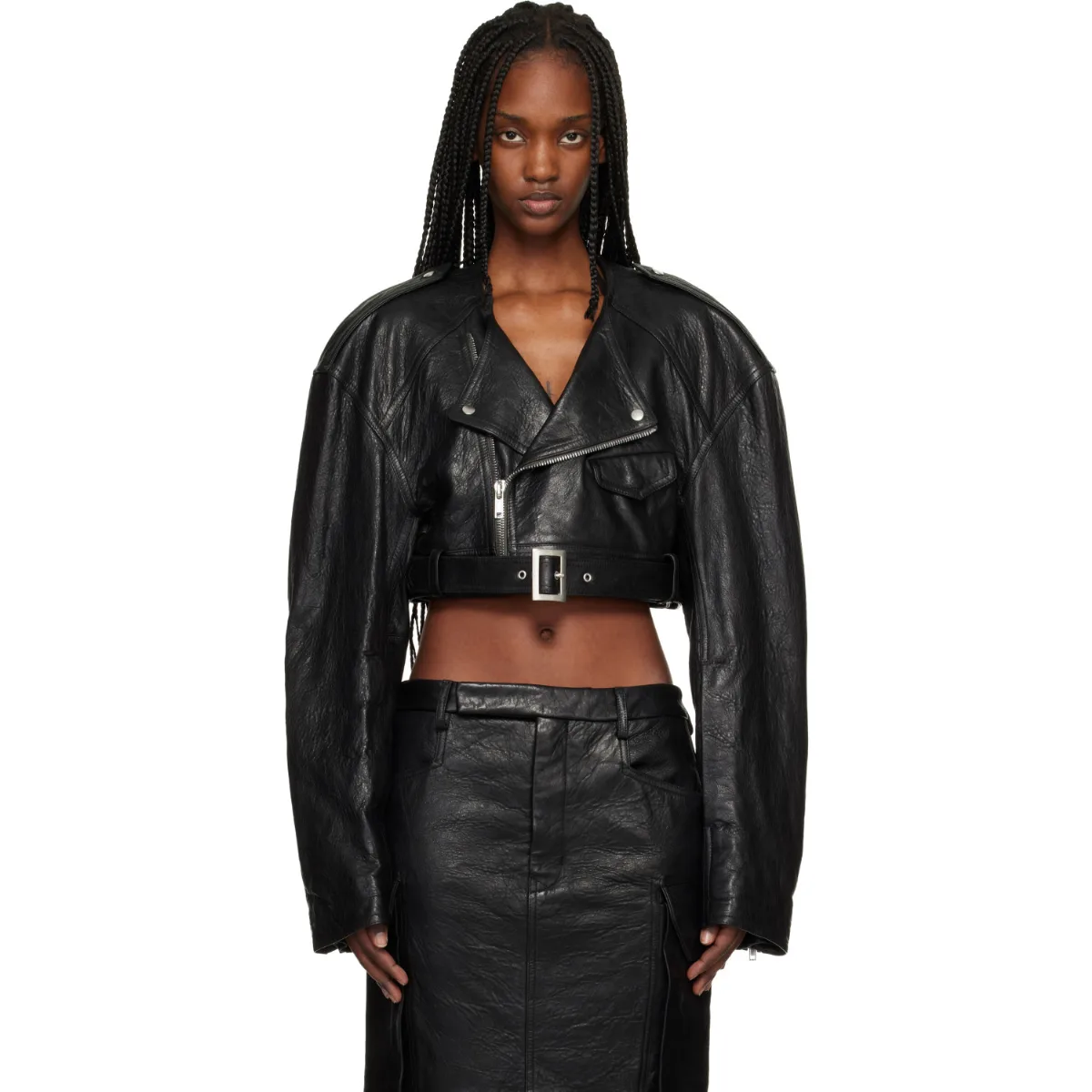 Temple Micro Leather Biker Jacket by Rick Owens