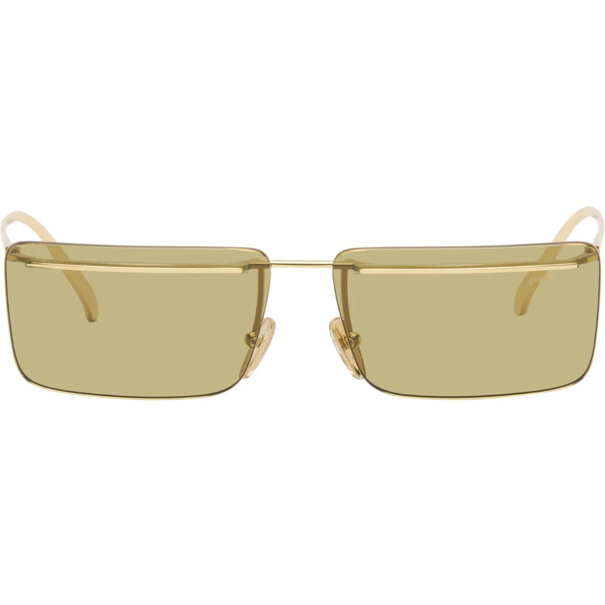 Rimless Metal Rectangle Sunglasses by Prada Eyewear