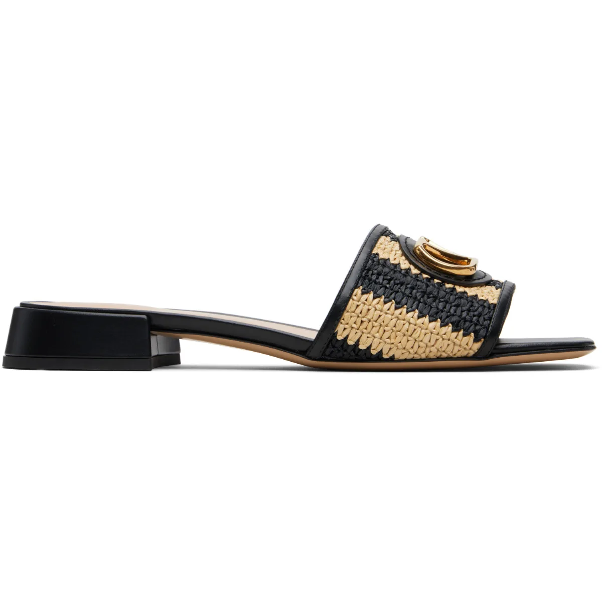 VLogo Signature Faux-Raffia Slides by Valentino Garavani