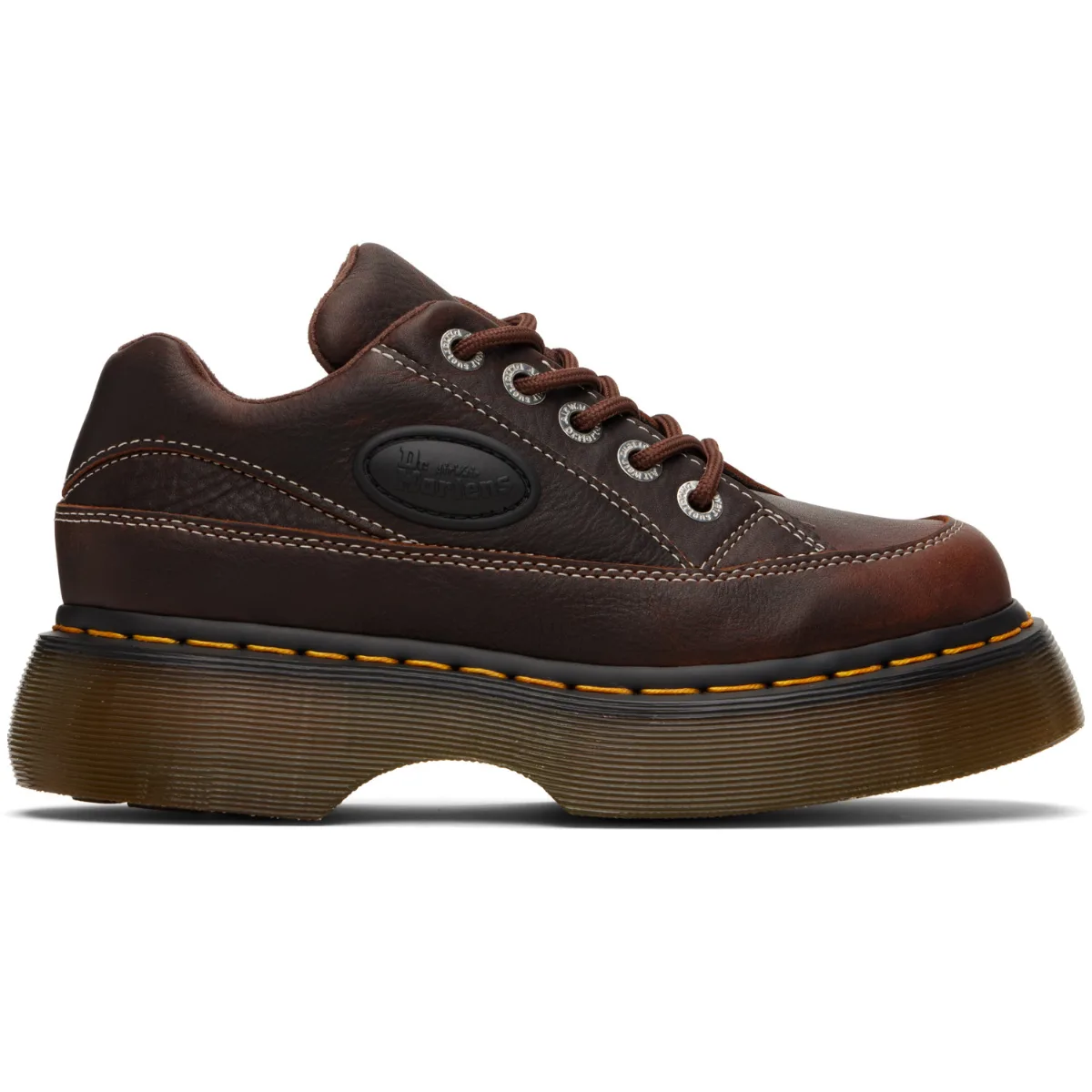 Buzz 5-Eye Grizzly Leather Derbys by Dr. Martens
