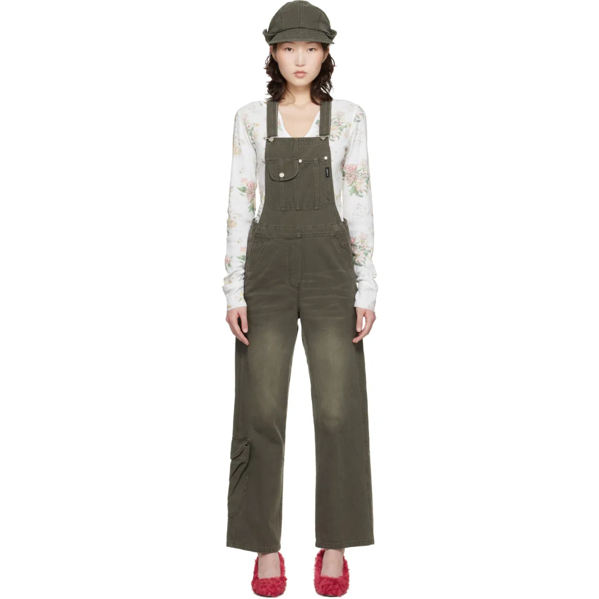 Cargo Pocket Cotton Overalls by OPEN YY
