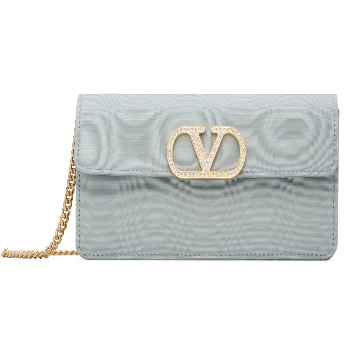VLogo Signature Chain Moiré Fabric Wallet Bag