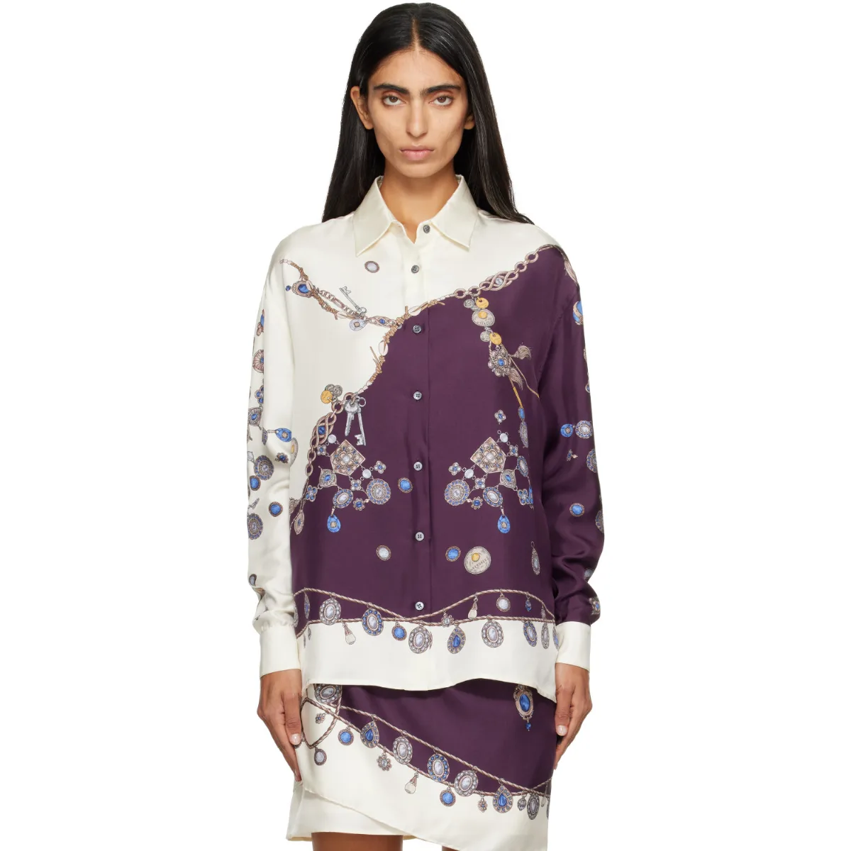 Printed Silk Twill Shirt by Versace