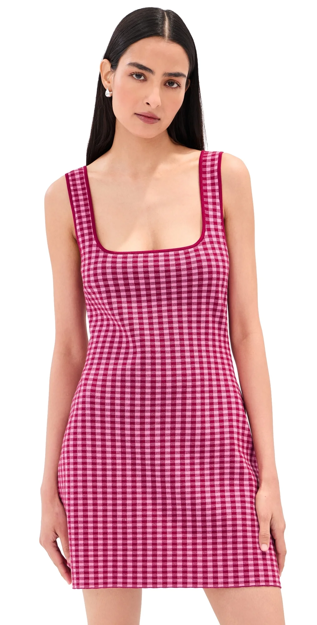 Gingham Knit Mini Dress by LE BOP