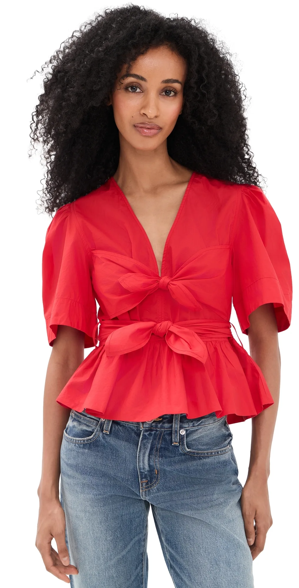 Cotton Poplin Bow Blouse by GANNI