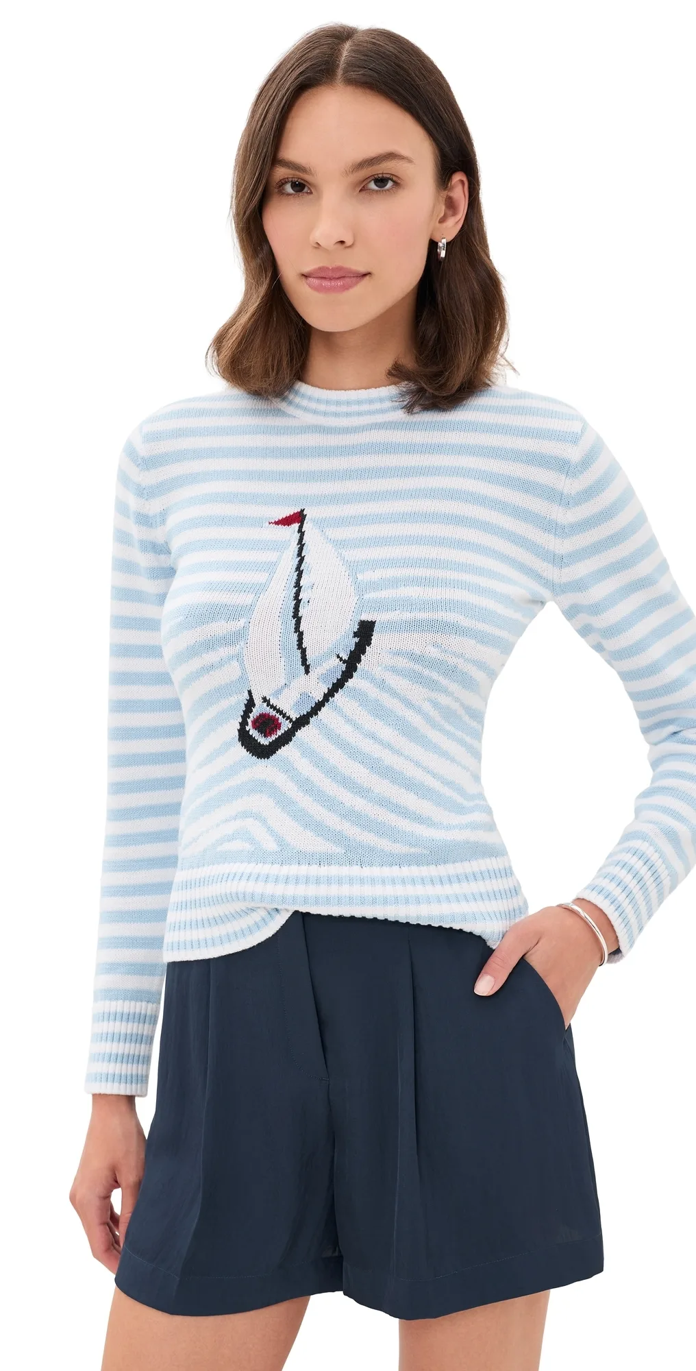 Cotton Sailboat Striped Sweater by Rowing Blazers
