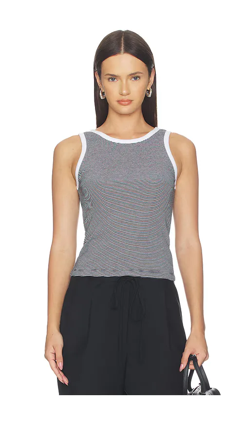 Cotton Mini Stripe Tank by Enza Costa