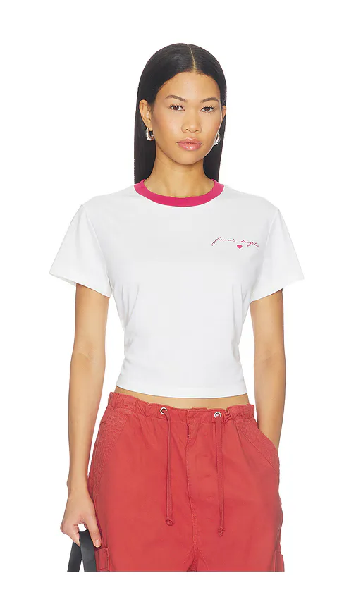 The Cropped Signature Chest Tee by Favorite Daughter