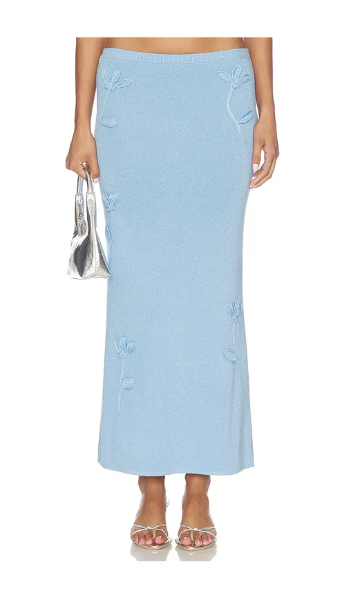 Kaidyn Flower Embroidered Midi Skirt by MAJORELLE