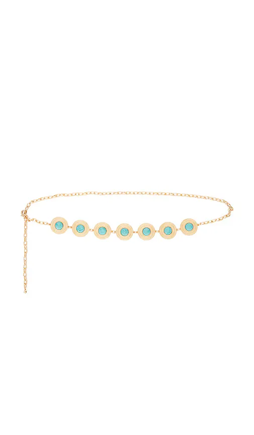 Medallion Belt in Gold & Turquoise by Ettika